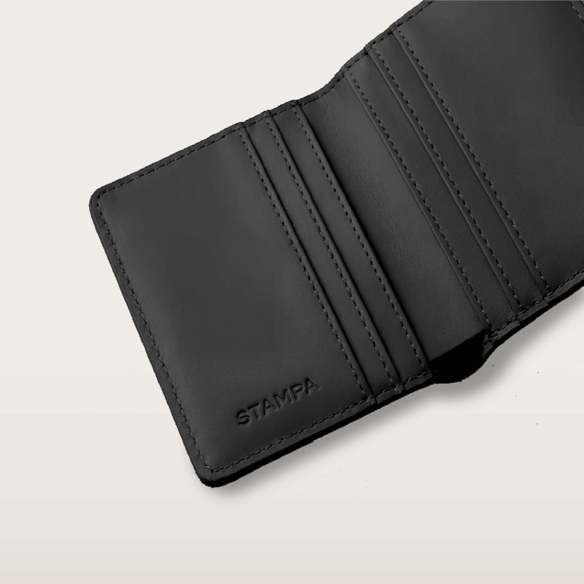 Black Croc Vertical Bi-fold